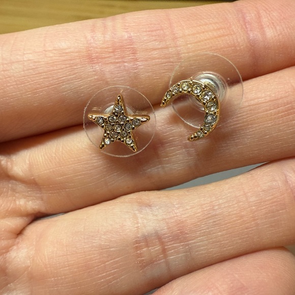 Kate Spade Gold Crystal Star and Moon Earrings - Picture 3 of 7